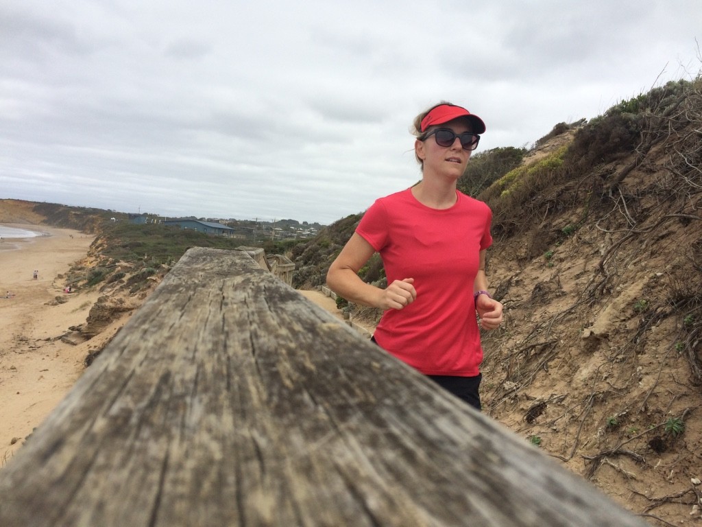 Running along the sandy cliff tops 